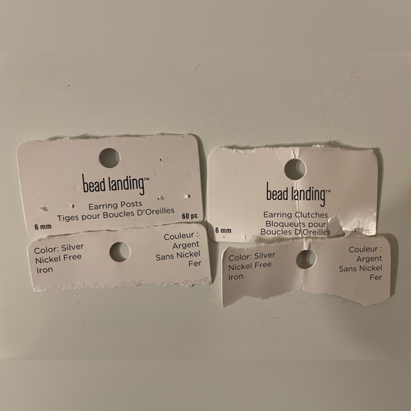 Orange, white and black stud earrings - Picture 2 of 2